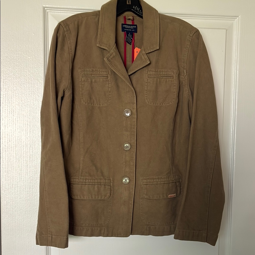 American Eagle Outfitters Tan Blazer Tailored Wool Blend